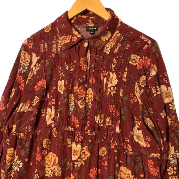 Torrid babydoll silhouette floral print top size m - Picture 5 of 9